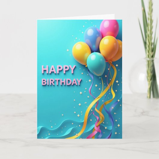 リボン 誕生日カード カード (正面)