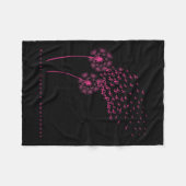 リボンDandelion信仰ホープ愛の乳がん フリースブランケット (正面(横))