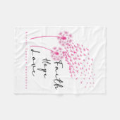 リボンDandelion信仰ホープ愛の乳がん フリースブランケット (正面(横))