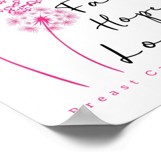 リボンDandelion信仰ホープ愛の乳がん ポスター (角)