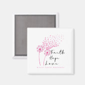 リボンDandelion信仰ホープ愛の乳がん マグネット (正面/裏面)