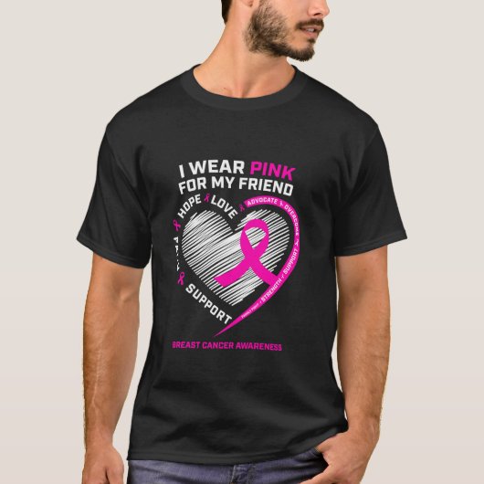 リボンI衣服ピンクfor My Friend Breast Cancer Awa Tシャツ (正面)