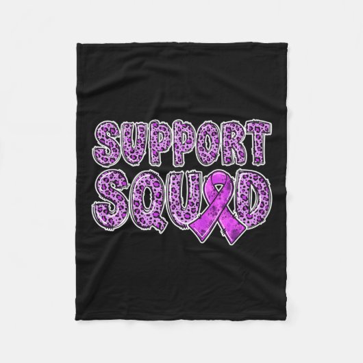 リボンLeopard Print Support Squad Overdose フリースブランケット (正面)