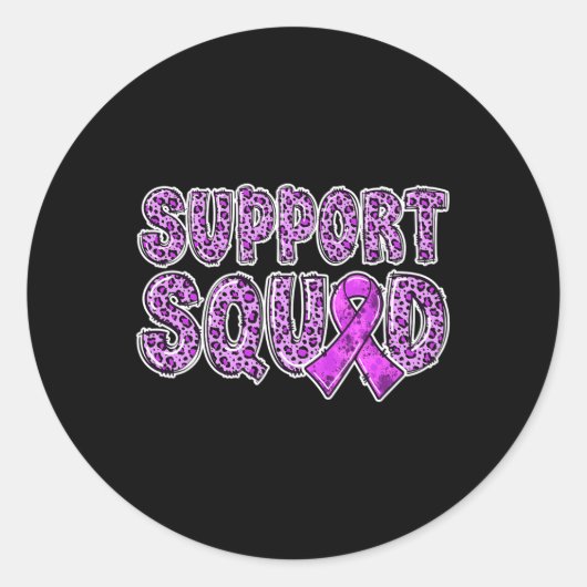 リボンLeopard Print Support Squad Overdose ラウンドシール (正面)