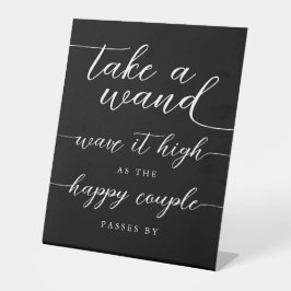 リボンWand Wave Minimalist白黒スクリプト 台座サイン