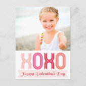 リボンXOXO愛とキスバレンタインデーの写真 シーズンポストカード (正面)