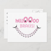 リマインダー歯列矯正アポイントメントハローブレースピンク ポストカード (正面/裏面)