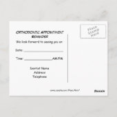 リマインダ歯科矯正アポイントメントHello Braces Tang ポストカード (裏面)