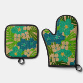 リマウリガーデンハワイアンフェイクテクスチャターク 鍋つかみ&鍋敷きセット (正面)