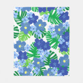 リマウリガーデンヴィンテージハワイアンフローラブルー フリースブランケット (正面)