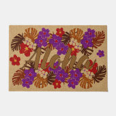 リマウリガーデンヴィンテージハワイアンブラウンアロハ ドアマット (正面)