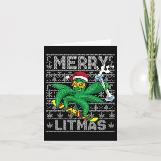 リマスメリースノーボーディング醜いクリスマス カード (正面)