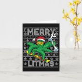 リマスメリースノーボーディング醜いクリスマス カード (黄色い花)