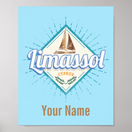リマソルシティキプロスレトロセーリングシップヴィンテージ ポスター
