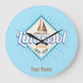 リマソルシティキプロスレトロセーリングシップヴィンテージ ラージ壁時計 (正面)