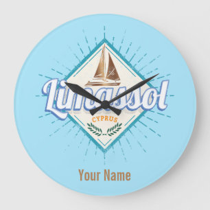 リマソルシティキプロスレトロセーリングシップヴィンテージ ラージ壁時計