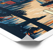 リマビーチペルーアートヴィンテージトラベルイラストレーション ポスター (角)