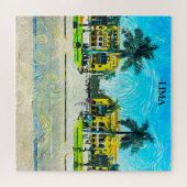 リマペルー水の色油ヴィンテ絵を描ージトラベル ジグソーパズル (横)