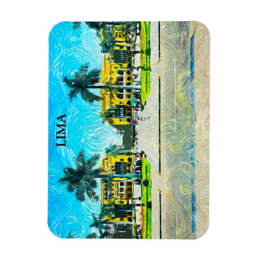 リマペルー水の色油ヴィンテ絵を描ージトラベル マグネット (縦)