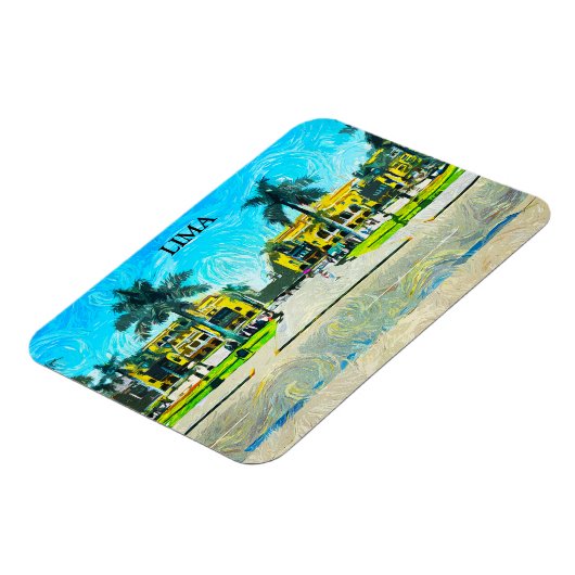 リマペルー水の色油ヴィンテ絵を描ージトラベル マグネット (左側)