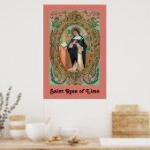 リマ聖バラの額縁ポートレート(K 48) ポスター (キッチン)