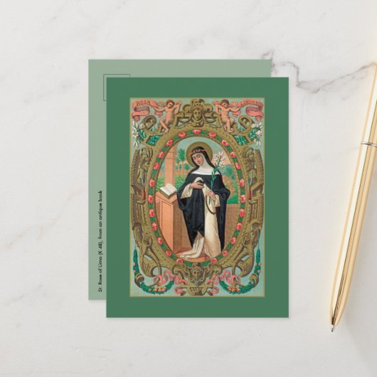 リマ聖バラの額縁ポートレート(K 48) ポストカード (正面/裏面インサイチュ)