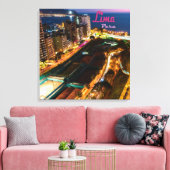 リマ・ペルー首都太平洋沿岸都市ライトナイト キャンバスプリント (インサイチュ (リビング))