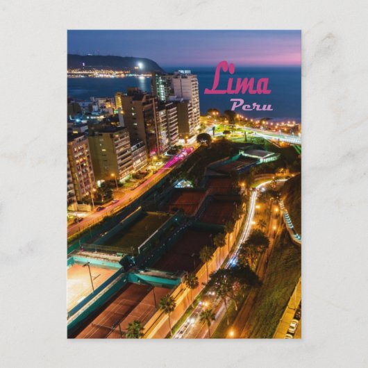 リマ・ペルー首都太平洋沿岸都市ライトナイト ポストカード (正面)