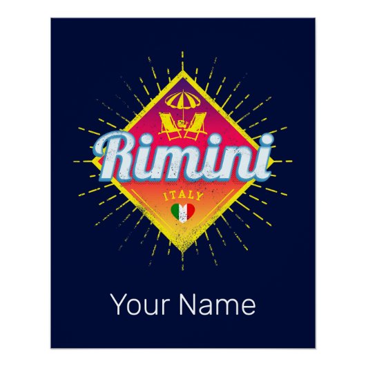 リミニエミリアロマーニャイタリアレトロサンセットヴィンテージ ポスター (正面)