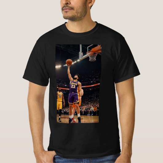 リムの上:高バスケ飛んでいるットシャツ Tシャツ (正面)