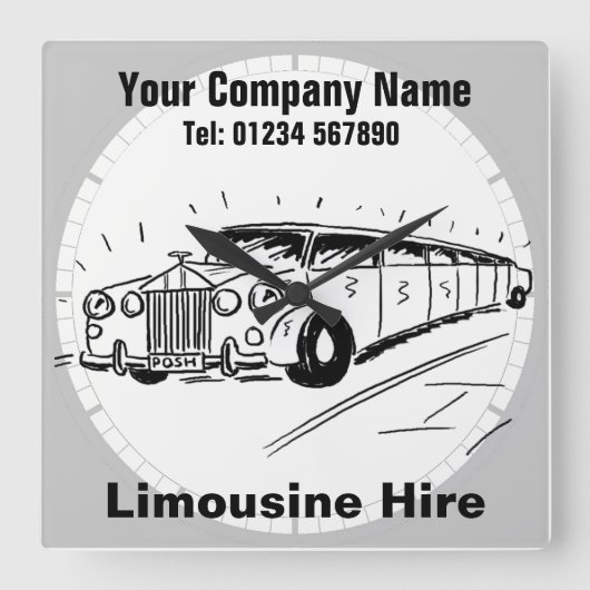 リムジンのレンタル漫画 スクエア壁時計 (正面)