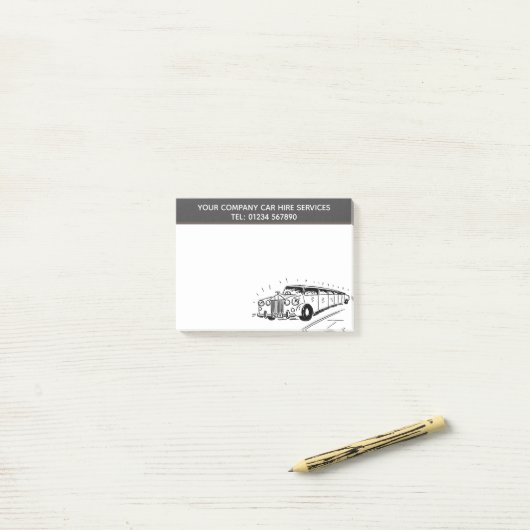 リムジンの車採用サービスのアニメが個人設定へ ポストイット (デスク上)