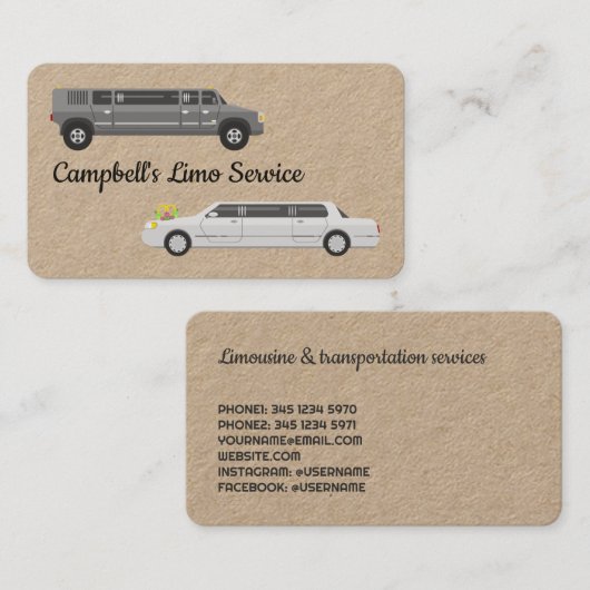 リムジンサービス 名刺 (正面/裏面)