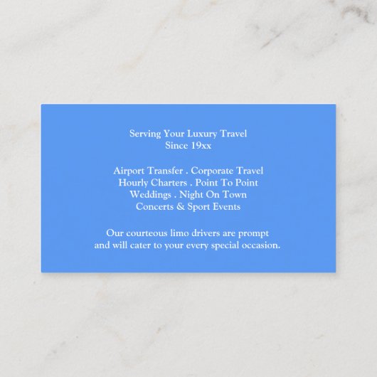 リムジンビジネスカード 名刺 (裏面)