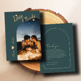 リムドスプルースモダンアーチ写真エレガントな結婚式 サンキューカード