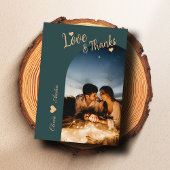 リムドスプルースモダンアーチ写真エレガントな結婚式 サンキューカード