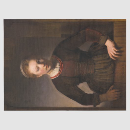 . .リムブランドの開放的なハーフドアの若い女性 薄葉紙 (正面)