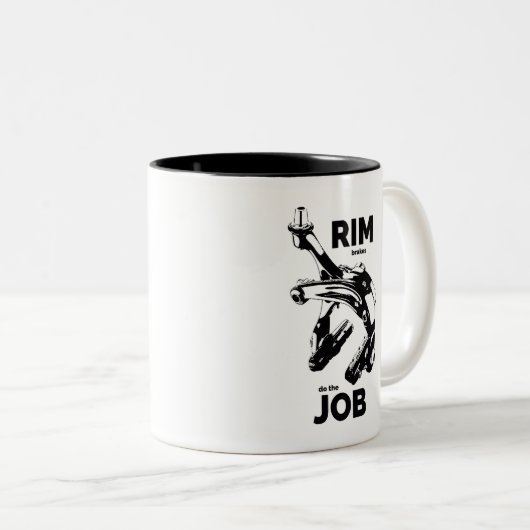 リムブレーキが仕事のサイクリング ツートーンマグカップ (正面右)