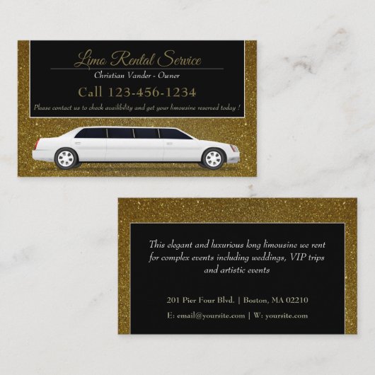 リムーレンタル及びドライバーサービス |ラグジュアリーグリッター 名刺 (正面/裏面)