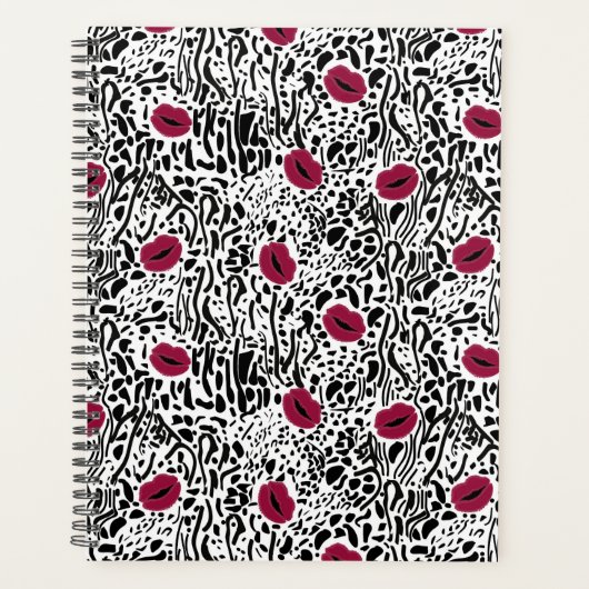 リモダンップスティックリップB&Wパターン プランナー手帳 (正面)