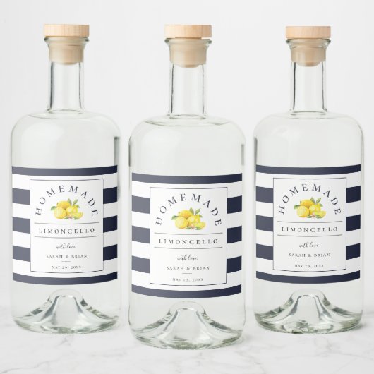 リモモダンンチェロネイビーストライプブルー飲料ラベル リキュールボトルラベル (ボトル)