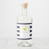 リモモダンンチェロネイビーストライプブルー飲料ラベル リキュールボトルラベル (正面)