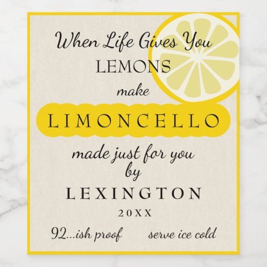 リモンチェロいつ与えライフレモンズ自家製 ワインラベル (シングルラベル)