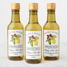 リモンチェロの水彩新年ミニボトルラベル