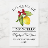 リモンチェロの水彩新年ミニボトルラベル ワインラベル (シングルラベル)