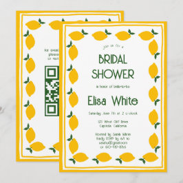 リモンチェロカスタムレモンQRコードブライダルシャワー 招待状