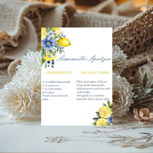 リモンチェロプリツァーレシピブライダルシャワーフライトカード 台座サイン