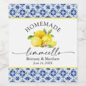 リモンチェロ書道の水の色レモン青いタイル ワインラベル (シングルラベル)