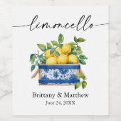 リモンチェロ書道の水の色レモン青い箱 ワインラベル (シングルラベル)