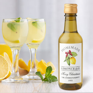 リモンチェロ水彩クリスマスミニボトルラベル ワインラベル